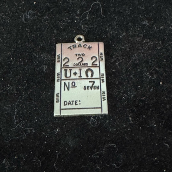 Vintage sterling silver racetrack ticket pendant 222 angel numbers, - Picture 1 of 3